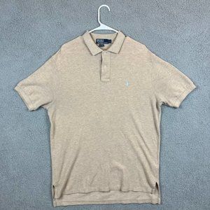 Polo Ralph Lauren Men's Large Polo Short Sleeve Beige/Sky Blue Small Pony